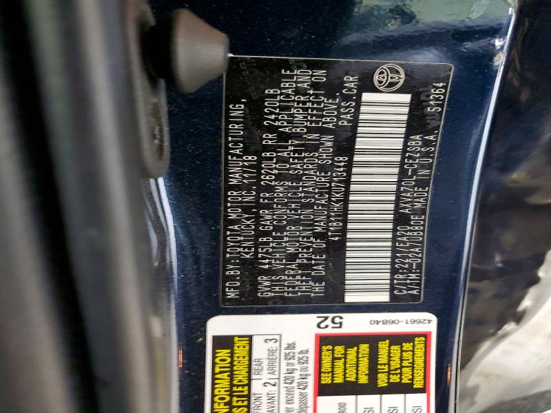 Aukcja sprzedaży 2019 Toyota Camry, vin: 4T1B11HK1KU713448, numer aukcji: 49070546