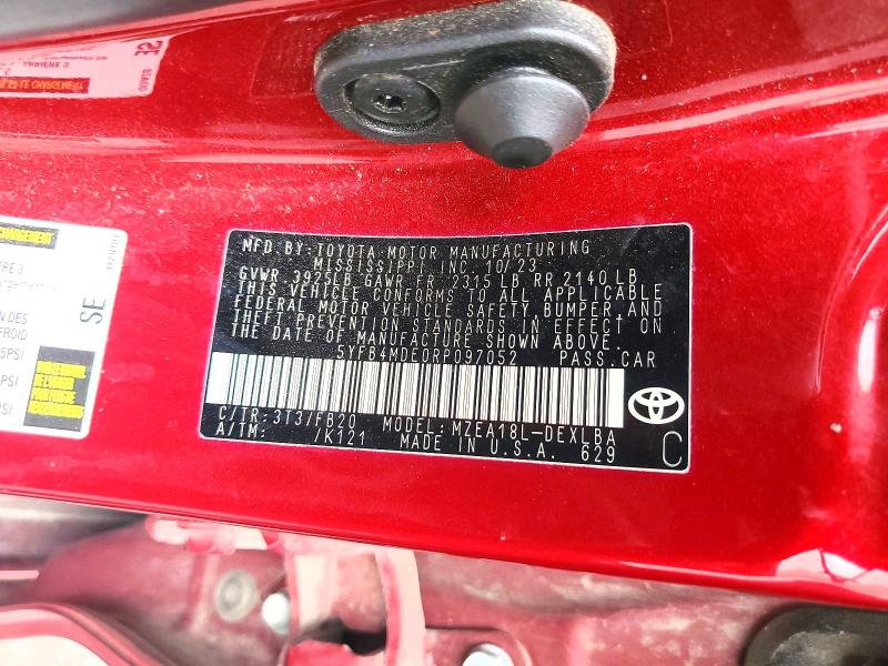 50607756 :رقم المزاد ، 5YFB4MDE0RP097052 vin ، 2024 Toyota Corolla مزاد بيع