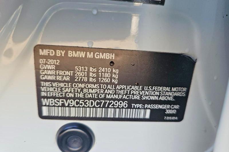 Продаж на аукціоні авто 2013 Bmw M5, vin: WBSFV9C53DC772996, номер лоту: 50461886