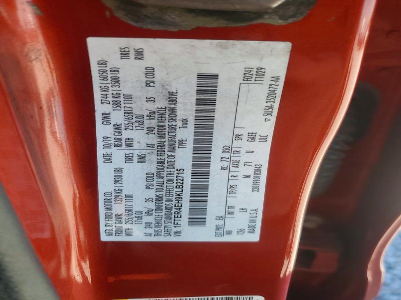 Aukcja sprzedaży 2019 Ford Ranger, vin: 1FTER4EH9KLB22715, numer aukcji: 49066556