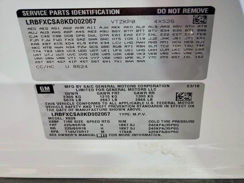 Продаж на аукціоні авто 2019 Buick Century 4d Cs, vin: LRBFXCSA8KD002067, номер лоту: 49136666