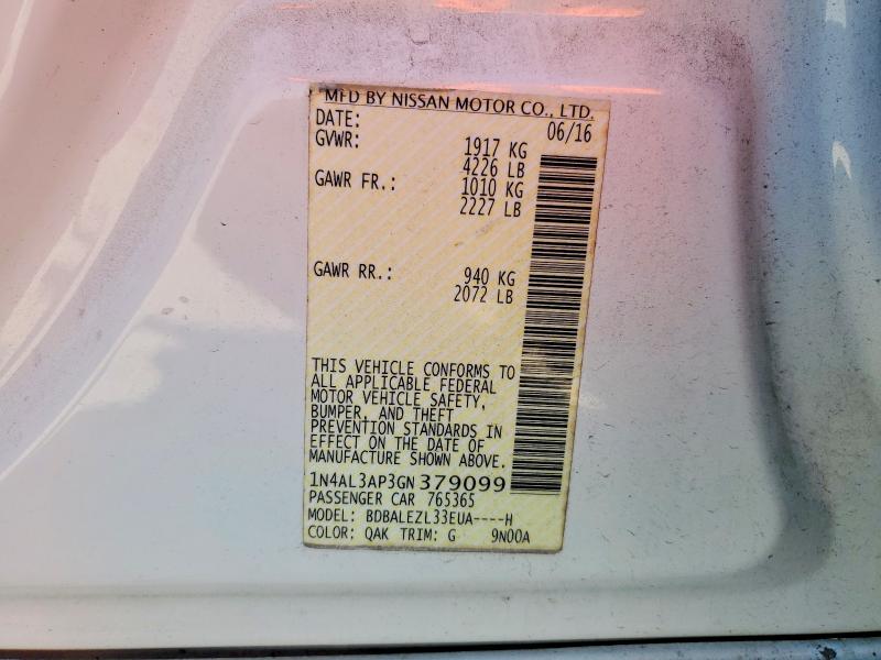 Aukcja sprzedaży 2016 Nissan Altima, vin: 1N4AL3AP3GN379099, numer aukcji: 48359896