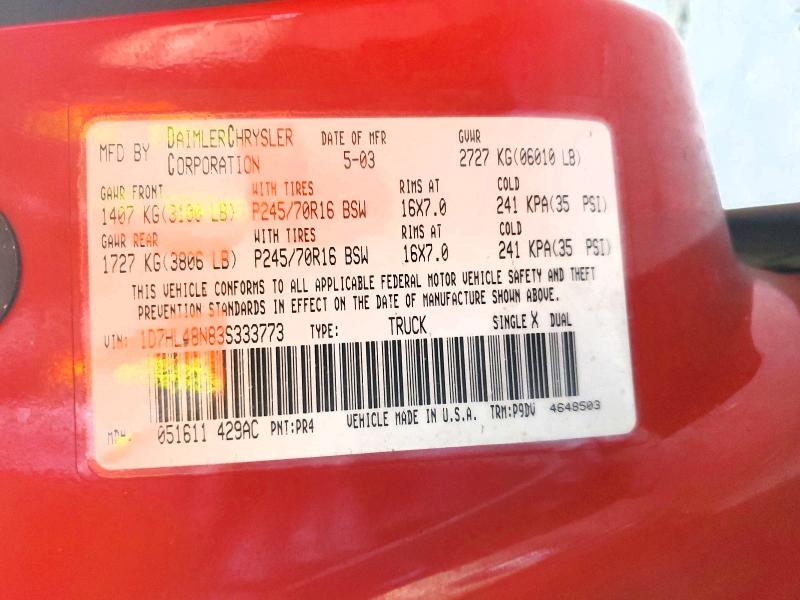 Aukcja sprzedaży 2003 Dodge Dakota, vin: 1D7HL48N83S333773, numer aukcji: 49983386
