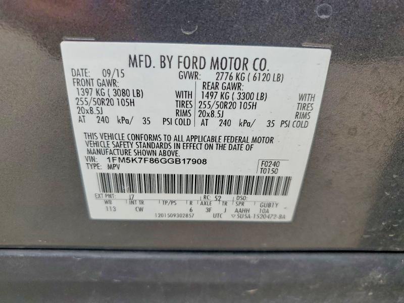 Aukcja sprzedaży 2016 Ford Explorer, vin: 1FM5K7F86GGB17908, numer aukcji: 51071806