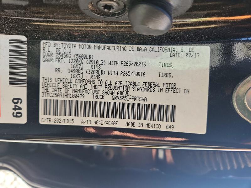 Продаж на аукціоні авто 2017 Toyota Tacoma, vin: 3TMCZ5AN1HM100479, номер лоту: 49107646