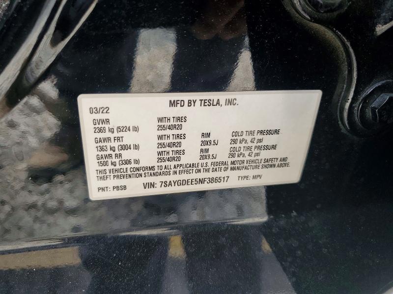 Aukcja sprzedaży 2022 Tesla Model Y, vin: 7SAYGDEE5NF386517, numer aukcji: 50697986