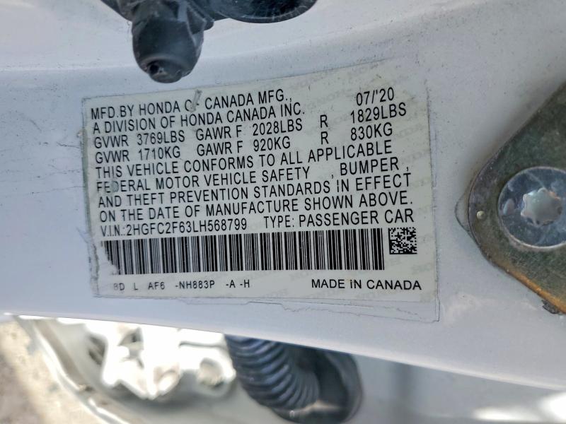 Продажа на аукционе авто 2020 Honda Civic, vin: 2HGFC2F63LH568799, номер лота: 49153156