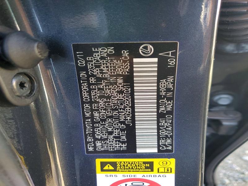 Aukcja sprzedaży 2011 Lexus Ct, vin: JTHKD5BH2B2010211, numer aukcji: 49833916