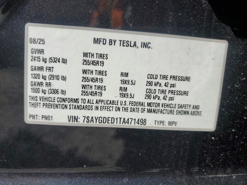 2026 Tesla Model Y მანქანა იყიდება აუქციონზე, vin: 7SAYGDED1TA471498, აუქციონის ნომერი: 48908906