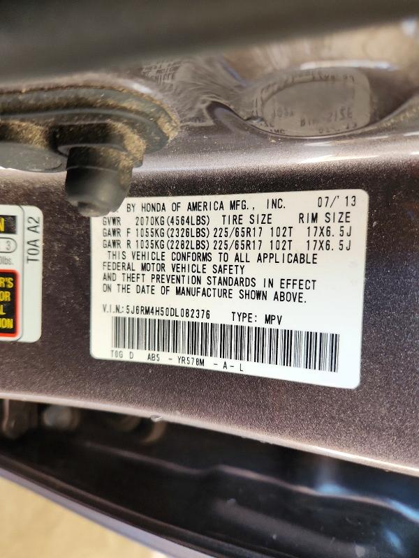 50963136 :رقم المزاد ، 5J6RM4H50DL082376 vin ، 2013 Honda Cr-v مزاد بيع