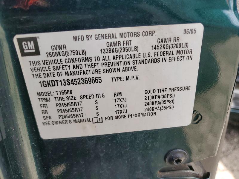 48705856 :رقم المزاد ، 1GKDT13S452369665 vin ، 2005 Gmc Envoy مزاد بيع