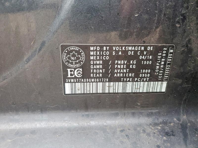 2016 Volkswagen Gti მანქანა იყიდება აუქციონზე, vin: 3VW5T7AU9GM061729, აუქციონის ნომერი: 49615896