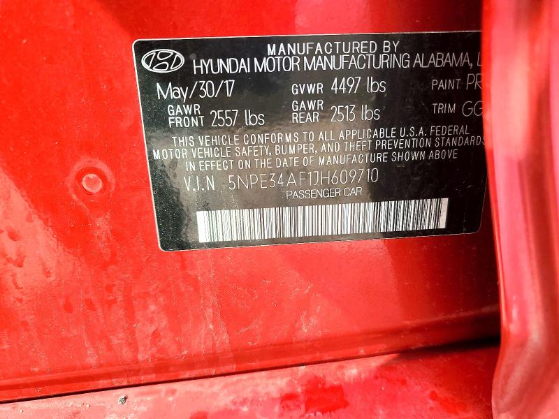 50219436 :رقم المزاد ، 5NPE34AF1JH609710 vin ، 2018 Hyundai Sonata مزاد بيع