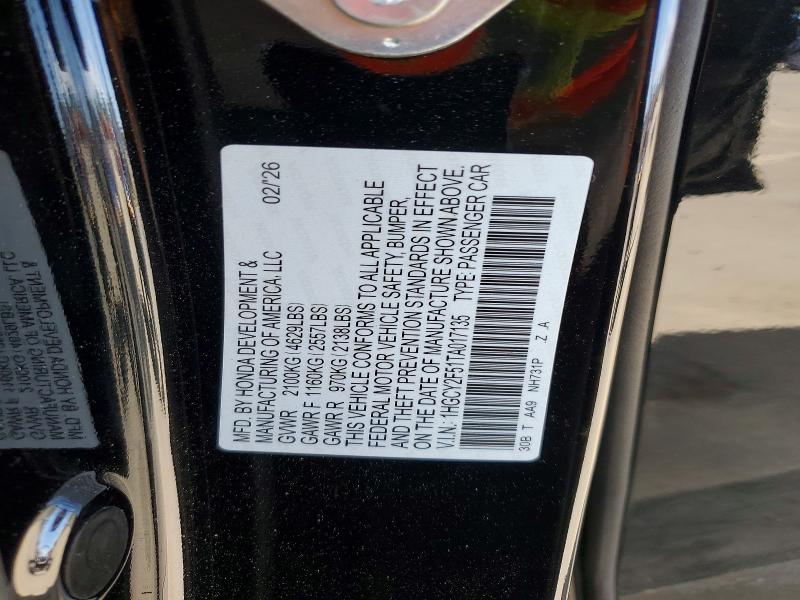 Продажа на аукционе авто 2026 Honda Accord, vin: 1HGCY2F51TA017135, номер лота: 51476176