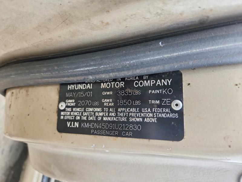 Продажа на аукционе авто 2001 Hyundai Elantra, vin: KMHDN45D91U212830, номер лота: 47745026