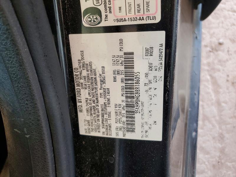 2011 Ford Fusion მანქანა იყიდება აუქციონზე, vin: 3FAHP0HG8BR186055, აუქციონის ნომერი: 50075096