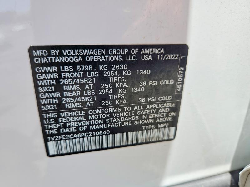 Продаж на аукціоні авто 2023 Volkswagen Atlas Cross Sport, vin: 1V2FE2CA6PC210640, номер лоту: 50818966