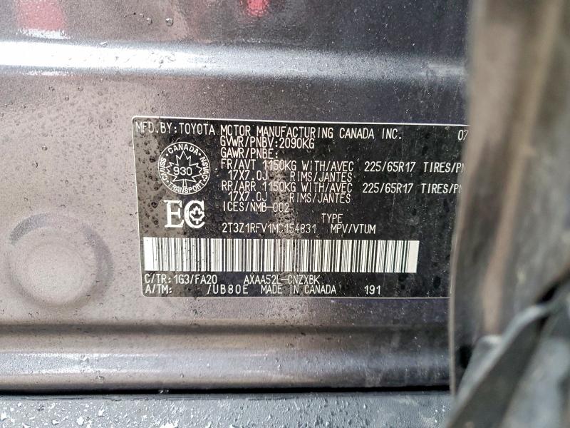 2021 Toyota Rav4 მანქანა იყიდება აუქციონზე, vin: 2T3Z1RFV1MC154831, აუქციონის ნომერი: 48729076