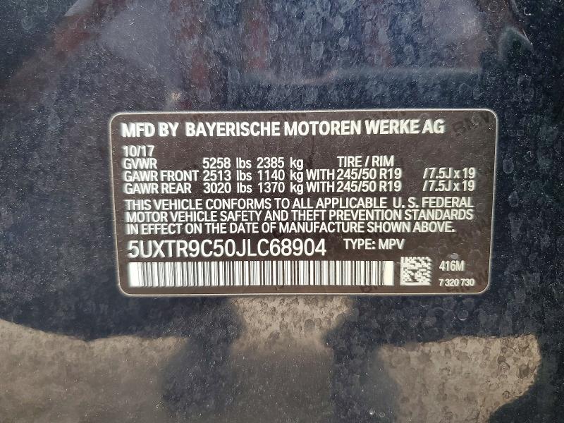 Auction sale of the 2018 Bmw X3, vin: 5UXTR9C50JLC68904, lot number: 51417076