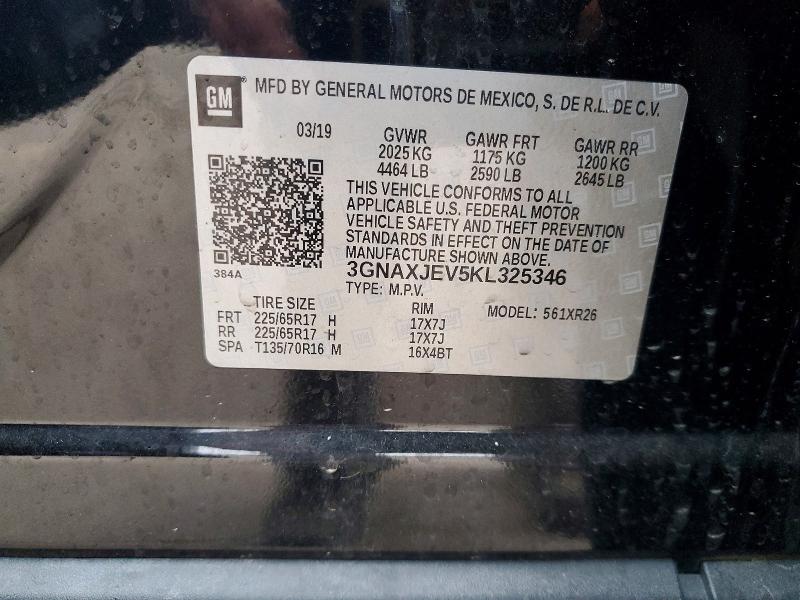 Aukcja sprzedaży 2019 Chevrolet Equinox, vin: 3GNAXJEV5KL325346, numer aukcji: 48271276