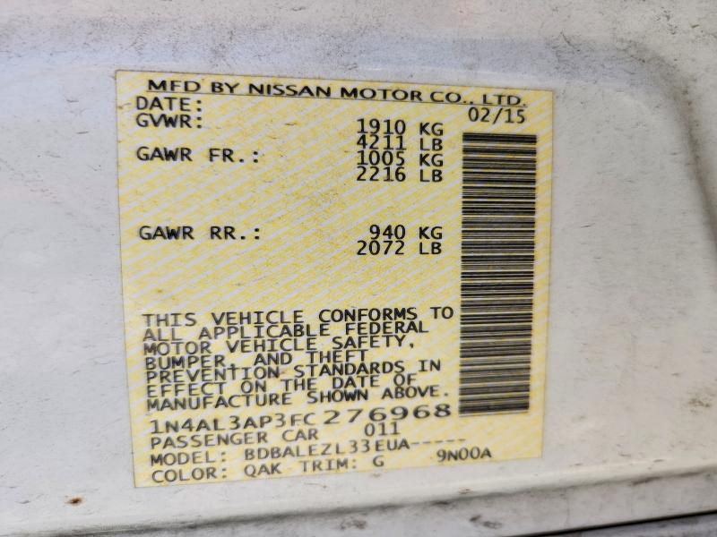 Продаж на аукціоні авто 2015 Nissan Altima, vin: 1N4AL3AP3FC276968, номер лоту: 48988726