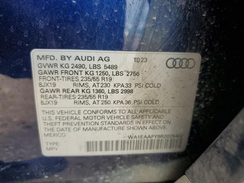 2024 Audi Q5 მანქანა იყიდება აუქციონზე, vin: WA1EAAFY9R2025402, აუქციონის ნომერი: 49025266
