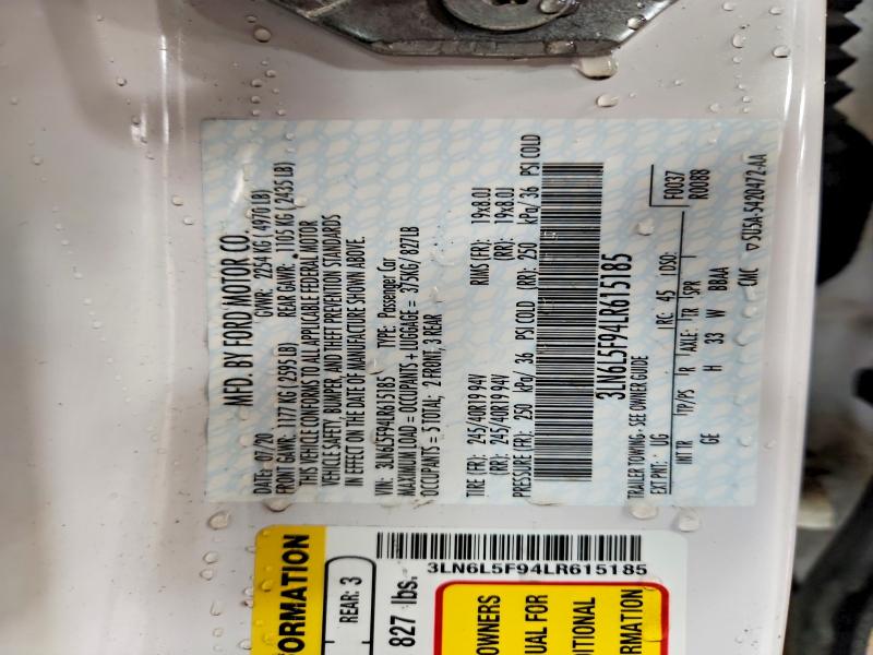 Продажа на аукционе авто 2020 Lincoln Mkz, vin: 3LN6L5F94LR615185, номер лота: 51251386