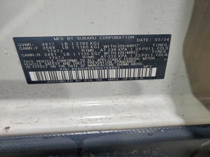 Aukcja sprzedaży 2024 Subaru Crosstrek, vin: 4S4GUHU60R3769802, numer aukcji: 51638266