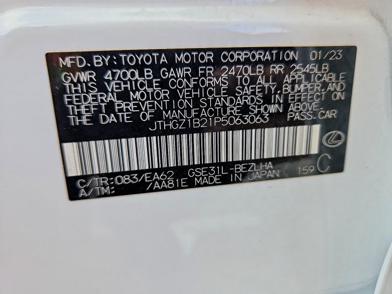 Aukcja sprzedaży 2023 Lexus Is 350, vin: JTHGZ1B21P5063063, numer aukcji: 50322256