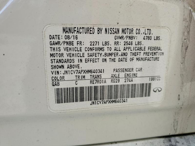 Продажа на аукционе авто 2017 Infiniti Q50, vin: JN1CV7APXHM640341, номер лота: 50169696