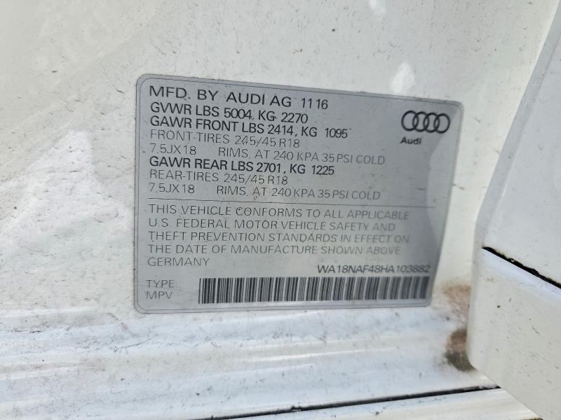 49271276 :رقم المزاد ، WA18NAF48HA103882 vin ، 2017 Audi A4 Allroad مزاد بيع