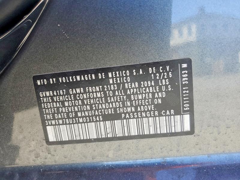 Продаж на аукціоні авто 2026 Volkswagen Jetta, vin: 3VW5W7BU3TM031545, номер лоту: 49915846