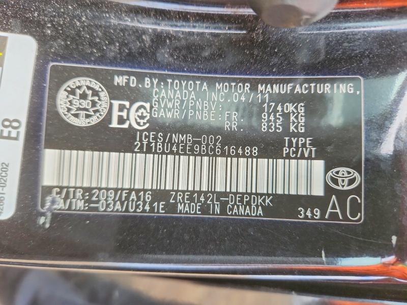 Продажа на аукционе авто 2011 Toyota Corolla, vin: 2T1BU4EE9BC616488, номер лота: 51838026