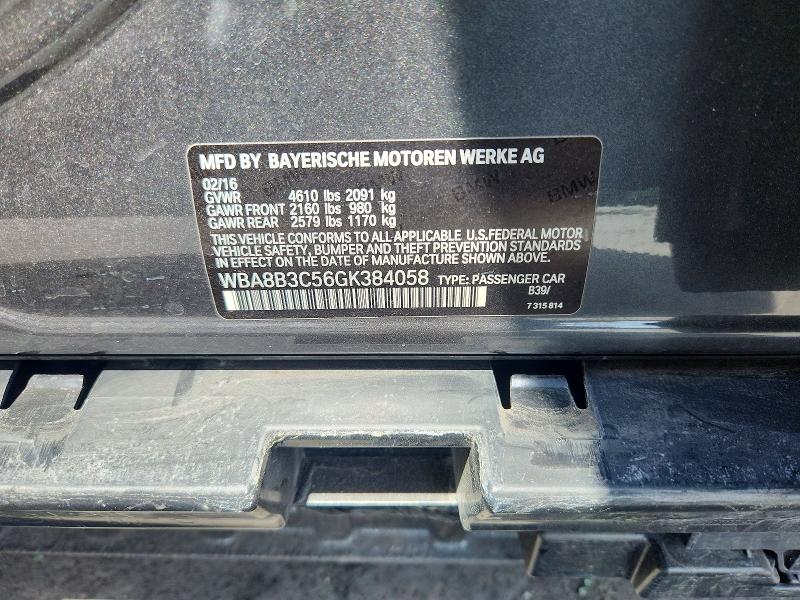 Продажа на аукционе авто 2016 Bmw 340, vin: WBA8B3C56GK384058, номер лота: 51559596