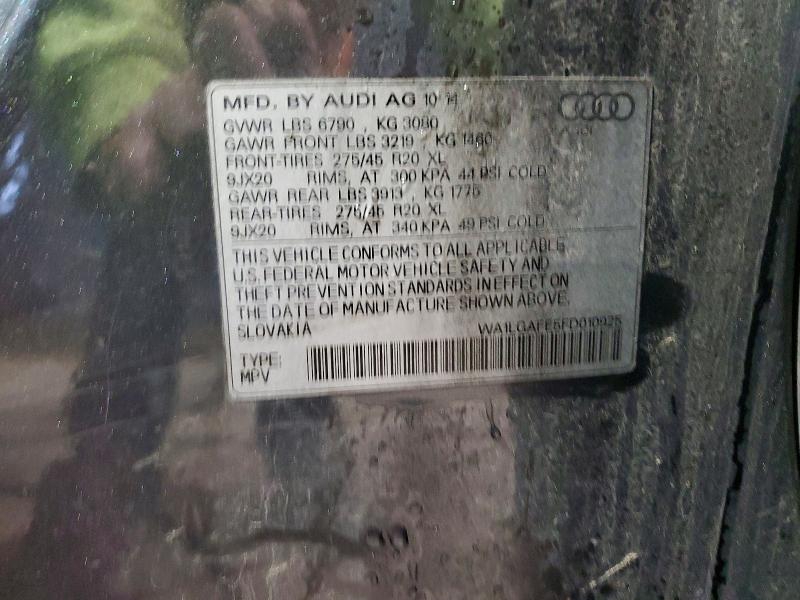 Продаж на аукціоні авто 2015 Audi Q7, vin: WA1LGAFE5FD010925, номер лоту: 49177316