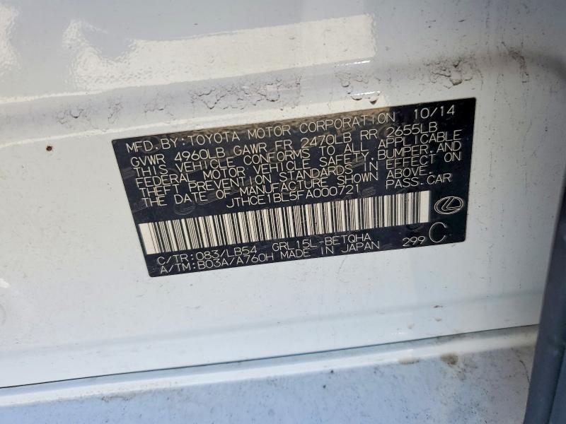 Aukcja sprzedaży 2015 Lexus Gs, vin: JTHCE1BL5FA000721, numer aukcji: 51433086