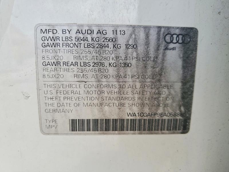 51077666 :رقم المزاد ، WA1CGAFP9EA058865 vin ، 2014 Audi Sq5 مزاد بيع