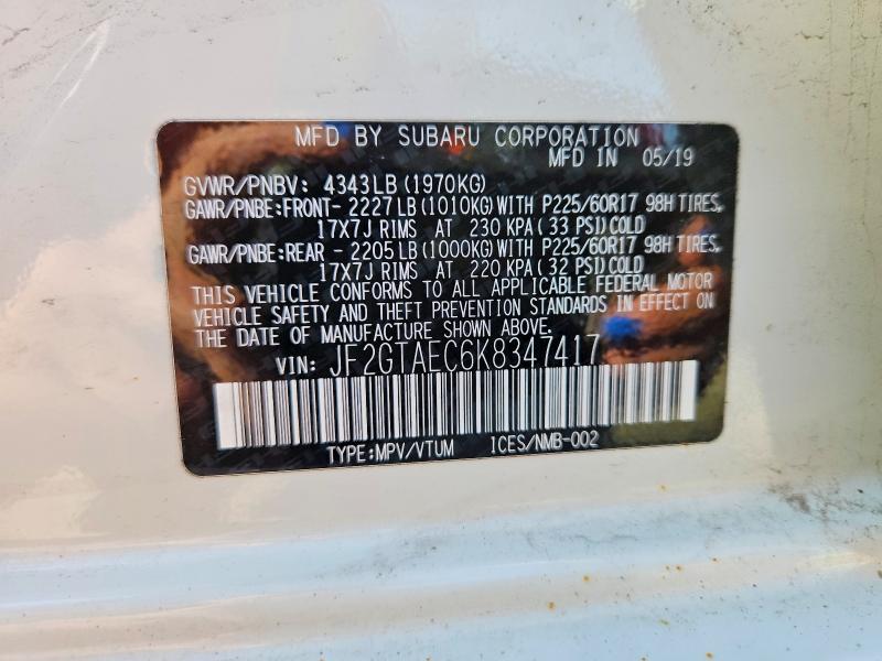 2019 Subaru Crosstrek მანქანა იყიდება აუქციონზე, vin: JF2GTAEC6K8347417, აუქციონის ნომერი: 50790766