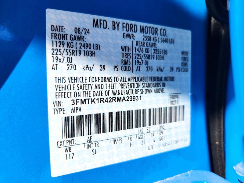 Продаж на аукціоні авто 2024 Ford Mustang Mach-e, vin: 3FMTK1R42RMA29931, номер лоту: 49487836