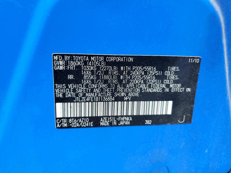50667936 :رقم المزاد ، JTLZE4FE1B1136884 vin ، 2011 Toyota Scion مزاد بيع