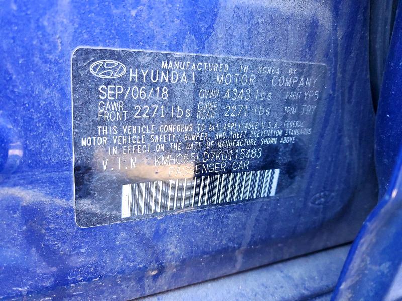 48870026 :رقم المزاد ، KMHC65LD7KU115483 vin ، 2019 Hyundai Ioniq Plug-in Hybrid مزاد بيع