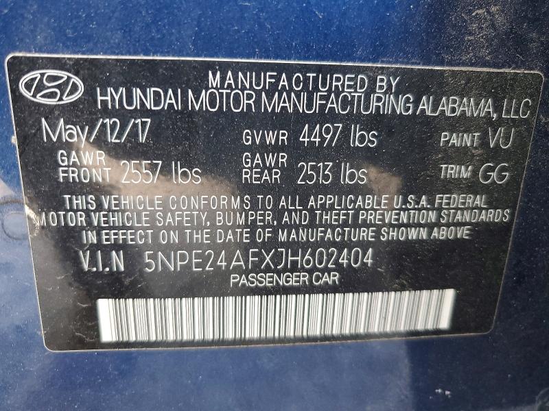 Продаж на аукціоні авто 2018 Hyundai Sonata, vin: 5NPE24AFXJH602404, номер лоту: 49117446