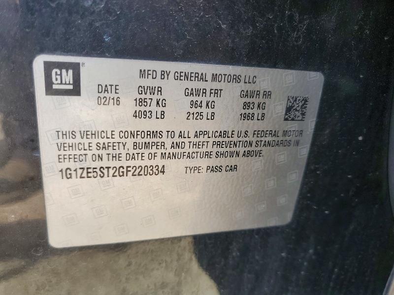 Продажа на аукционе авто 2016 Chevrolet Malibu, vin: 1G1ZE5ST2GF220334, номер лота: 50476156