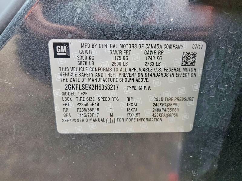 50496156 :رقم المزاد ، 2GKFLSEK3H6353217 vin ، 2017 Gmc Terrain مزاد بيع