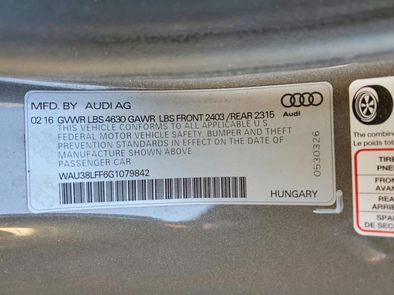 50072726 :رقم المزاد ، WAU38LFF6G1079842 vin ، 2016 Audi A3 مزاد بيع