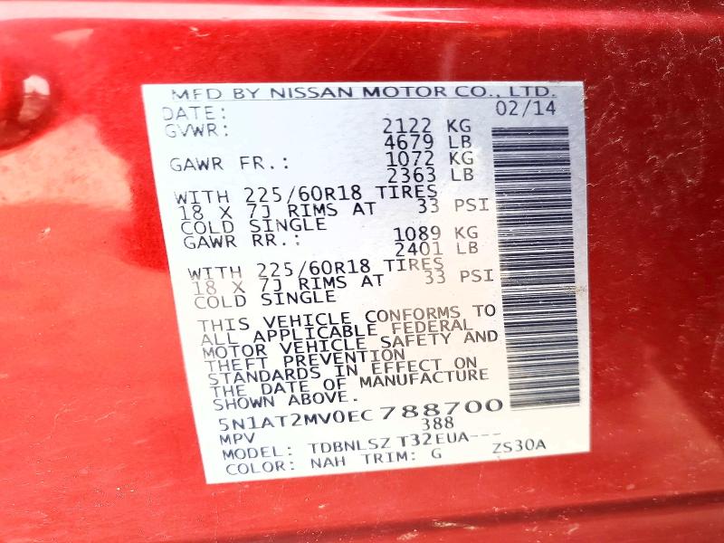 Продаж на аукціоні авто 2014 Nissan Rogue, vin: 5N1AT2MV0EC788700, номер лоту: 50449356