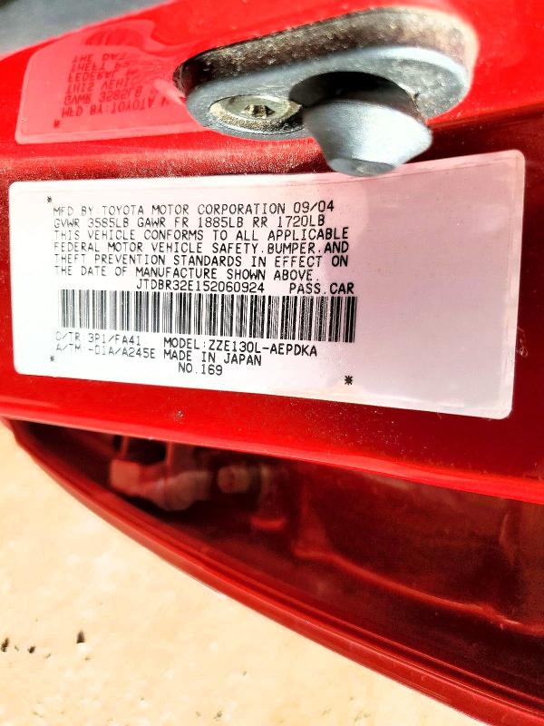 49223966 :رقم المزاد ، JTDBR32E152060924 vin ، 2005 Toyota Corolla مزاد بيع