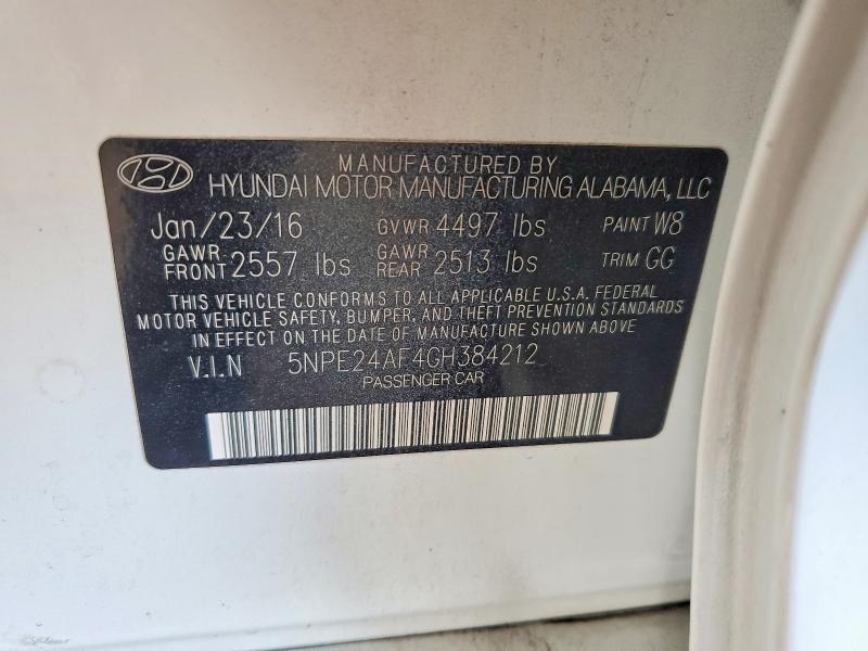 Продажа на аукционе авто 2016 Hyundai Sonata, vin: 5NPE24AF4GH384212, номер лота: 49669596