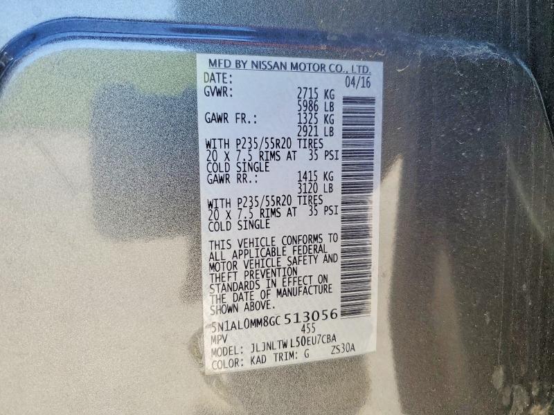 41628776 :رقم المزاد ، 5N1AL0MM8GC513056 vin ، 2016 Infiniti Qx60 مزاد بيع