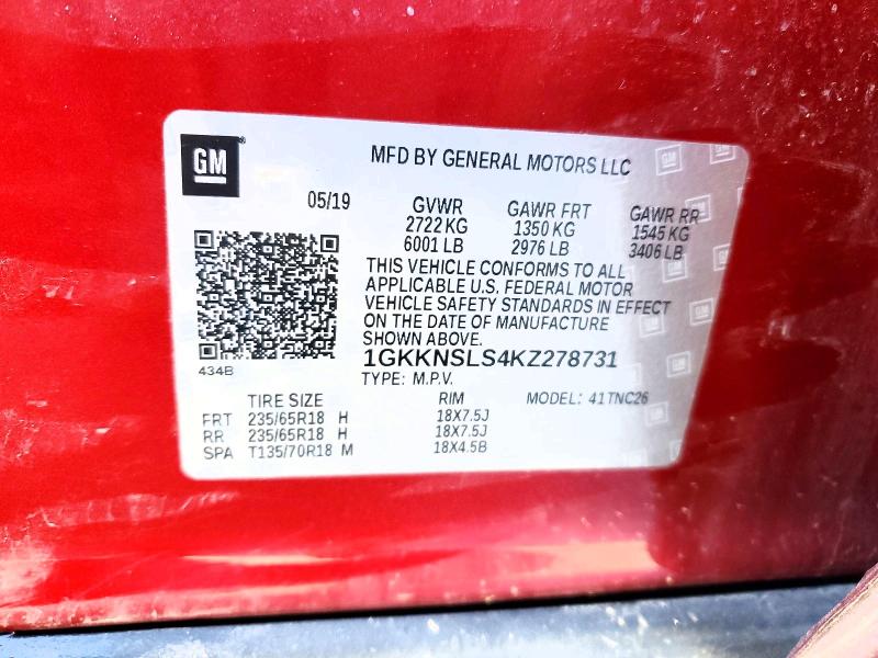 2019 Gmc Acadia მანქანა იყიდება აუქციონზე, vin: 1GKKNSLS4KZ278731, აუქციონის ნომერი: 50310786